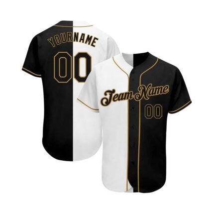 Custom Velocity Black White-Gold Baseball Jersey