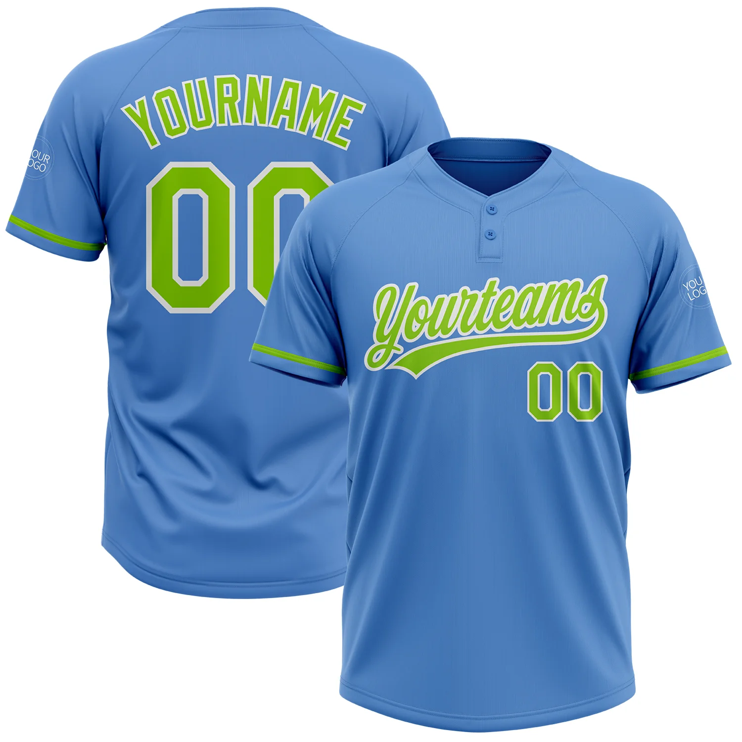 Custom-Powder-Blue-Neon-Green-White-Two-Button-Unisex-Softball-Jersey.webp